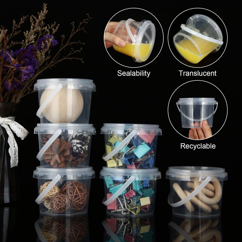 ZOEYES 50 PCS 10 oz Slime Containers with Lids and Handles  Plastic 300ml Storage Bucket Containers  Clear Slime Storage Case for Slime DIY Art Craft  Pigment  Small Tools  Part Material - Image 3